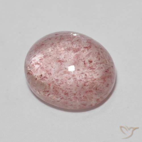 5.89 ct Pink Strawberry Quartz Stone, Natural Strawberry Quartz in Oval Cabochon Shape for Sale