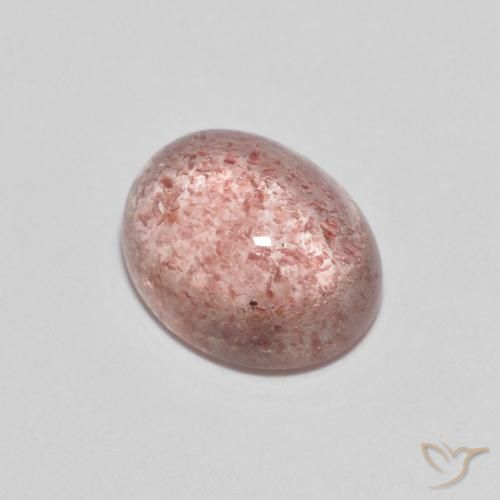 2.17 ct Pink Strawberry Quartz Stone, Natural Strawberry Quartz in Oval Cabochon Shape for Sale