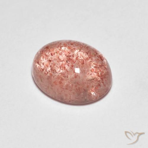 2.14 ct Red Strawberry Quartz Gemstone, Strawberry Quartz Gem in Oval Cabochon Shape for Sale.