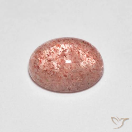 2.14 ct Red Strawberry Quartz Stone, Natural Strawberry Quartz in Oval Cabochon Shape for Sale