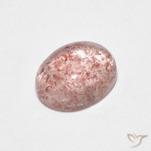 2.09 ct Pink Strawberry Quartz Stone, Natural Strawberry Quartz in Oval Cabochon Shape for Sale