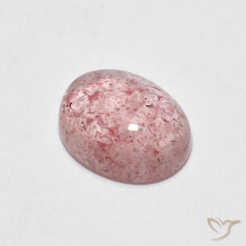 2.08 ct Pink Strawberry Quartz Stone, Natural Strawberry Quartz in Oval Cabochon Shape for Sale
