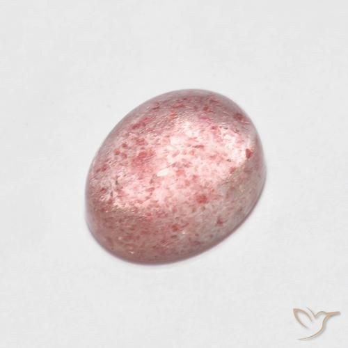 2.45 ct Pink Strawberry Quartz Stone, Natural Strawberry Quartz in Oval Cabochon Shape for Sale