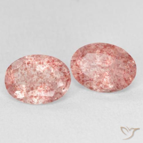 2.29 ctw Pink Strawberry Quartz Stones, Natural Strawberry Quartz in Oval Facet Shape for Sale