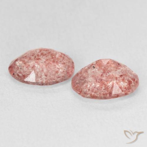 Strawberry Quartz Gemstones in 8 x 6 mm (calibrated) Size for Sale, Strawberry Quartz Stones in Light Pink Color