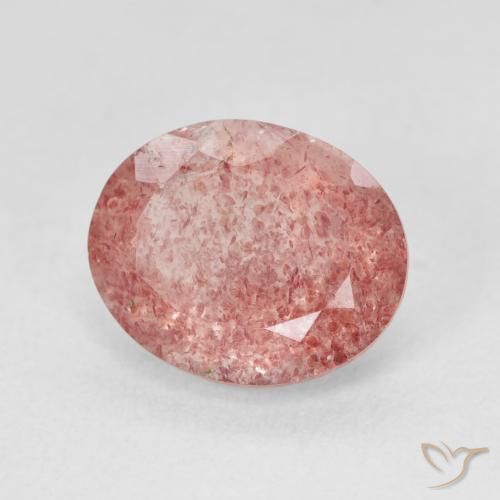 4.32 ct Pink Strawberry Quartz Stone, Natural Strawberry Quartz in Oval Facet Shape for Sale