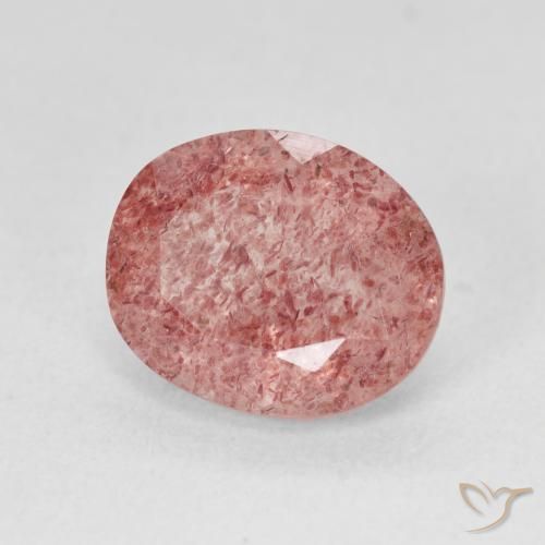 4.59 ct Pink Strawberry Quartz Stone, Natural Strawberry Quartz in Oval Facet Shape for Sale