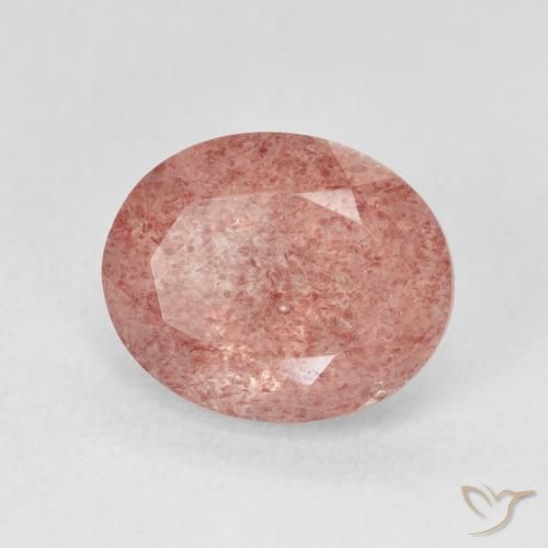 4.58 ct Pink Strawberry Quartz Stone, Natural Strawberry Quartz in Oval Facet Shape for Sale