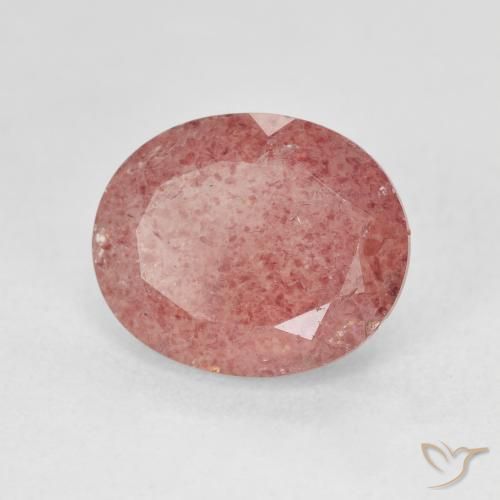 4.46 ct Pink Strawberry Quartz Stone, Natural Strawberry Quartz in Oval Facet Shape for Sale