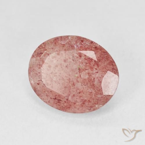 3.74 ct Pink Strawberry Quartz Stone, Natural Strawberry Quartz in Oval Facet Shape for Sale