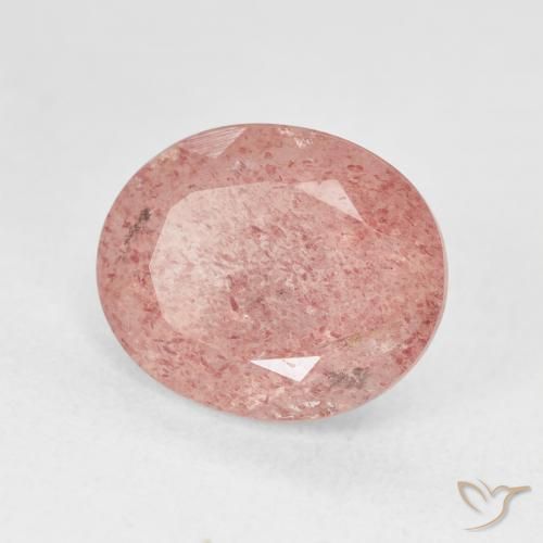 4.81 ct Pink Strawberry Quartz Stone, Natural Strawberry Quartz in Oval Facet Shape for Sale