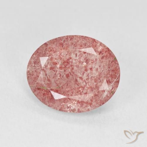 3.84ct Natural Light Rose Pink Strawberry Quartz, Oval, Translucent