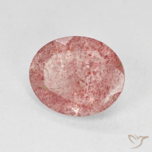 3.84 ct Pink Strawberry Quartz Stone, Natural Strawberry Quartz in Oval Facet Shape for Sale