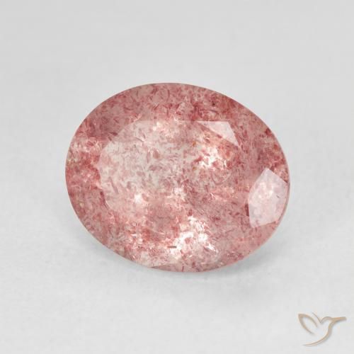 4.27 ct Pink Strawberry Quartz Stone, Natural Strawberry Quartz in Oval Facet Shape for Sale