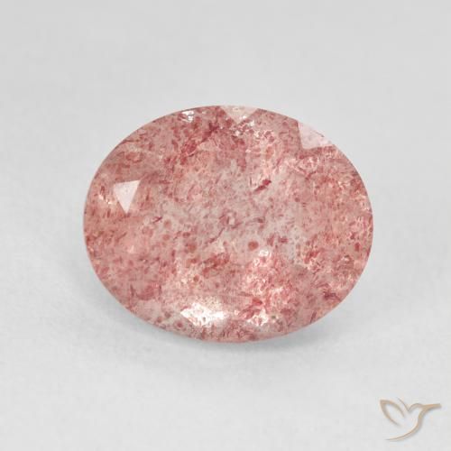 4.48ct Natural Light Rose Pink Strawberry Quartz, Oval, Translucent