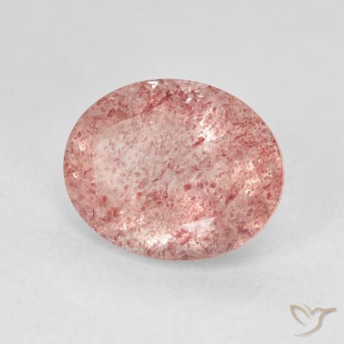 4.48 ct Pink Strawberry Quartz Stone, Natural Strawberry Quartz in Oval Facet Shape for Sale