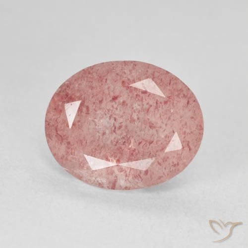 4.46ct Natural Medium Light-Pink Strawberry Quartz, Oval, Translucent