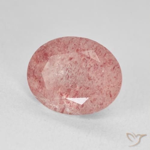 4.46 ct Pink Strawberry Quartz Stone, Natural Strawberry Quartz in Oval Facet Shape for Sale