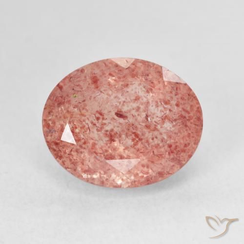 5.23ct Natural Orangish Pink Strawberry Quartz, Oval, Translucent