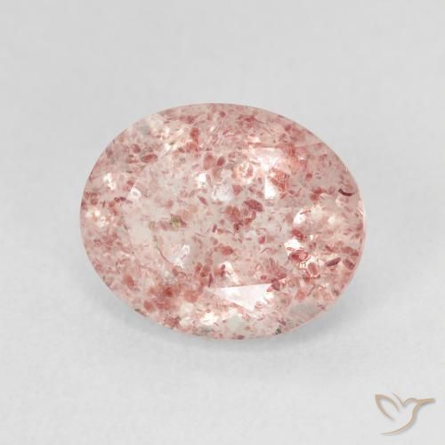 4.35 ct Pink Strawberry Quartz Stone, Natural Strawberry Quartz in Oval Facet Shape for Sale