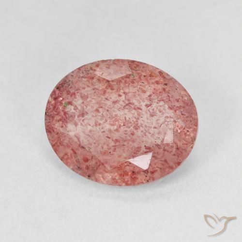 3.49 ct Pink Strawberry Quartz Stone, Natural Strawberry Quartz in Oval Facet Shape for Sale