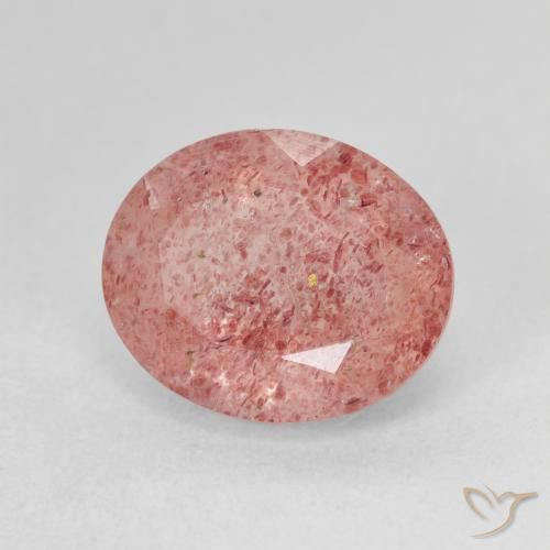 4.91 ct Pink Strawberry Quartz Stone, Natural Strawberry Quartz in Oval Facet Shape for Sale