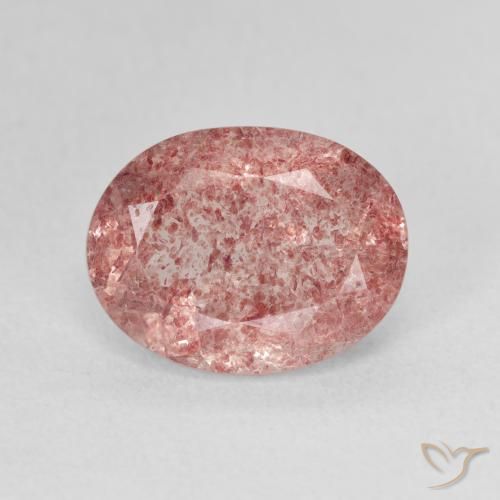 3.65ct Natural Light Hot Pink Strawberry Quartz, Oval, Translucent