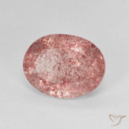 3.65 ct Pink Strawberry Quartz Stone, Natural Strawberry Quartz in Oval Facet Shape for Sale