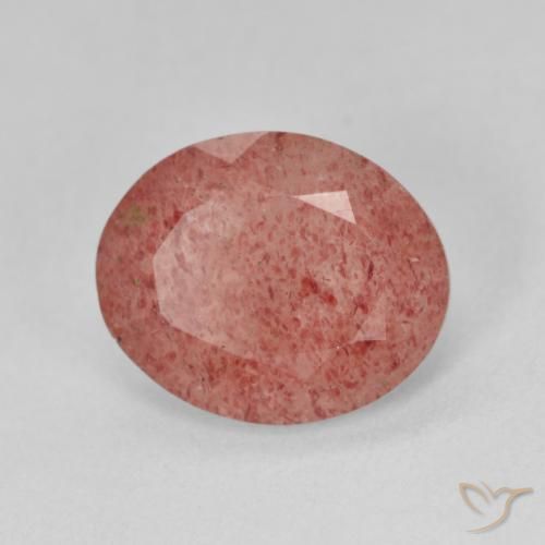 3.62ct Natural Medium Red Strawberry Quartz, Oval, Translucent