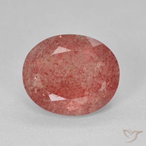 4.44ct Natural Grapefruit Pink Strawberry Quartz, Oval, Translucent