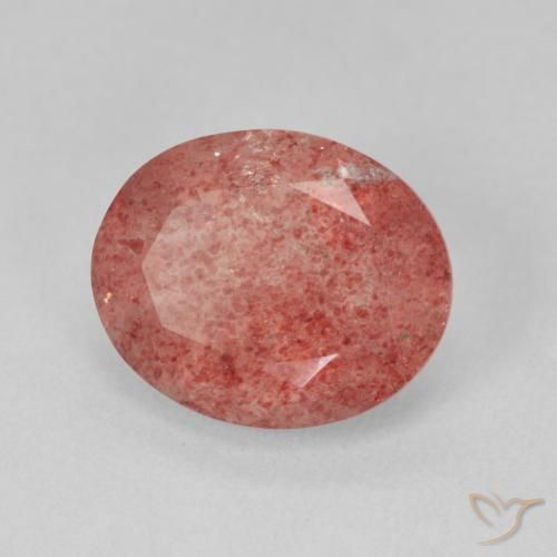 3.97 ct Pink Strawberry Quartz Stone, Natural Strawberry Quartz in Oval Facet Shape for Sale