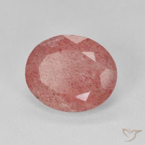 3.94ct Natural Medium Pink Strawberry Quartz, Oval, Translucent