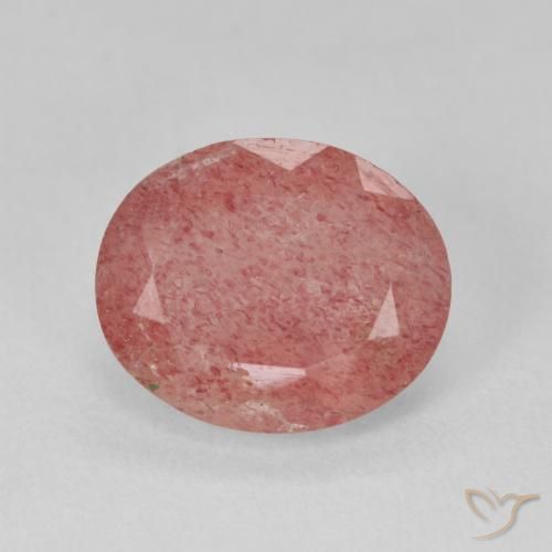3.94 ct Pink Strawberry Quartz Stone, Natural Strawberry Quartz in Oval Facet Shape for Sale