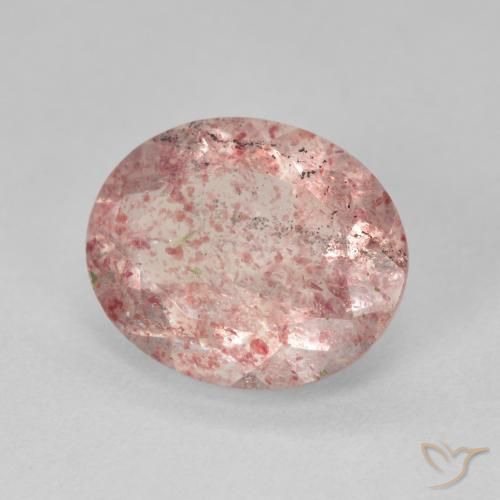 3.95 ct Pink Strawberry Quartz Stone, Natural Strawberry Quartz in Oval Facet Shape for Sale