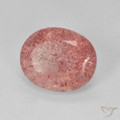 3.92 ct Pink Strawberry Quartz Stone, Natural Strawberry Quartz in Oval Facet Shape for Sale