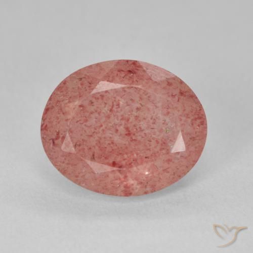 4.31ct Natural Pale Reddish Orange Strawberry Quartz, Oval, Translucent