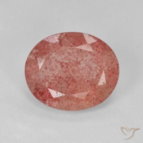 3.84ct Natural Pale Reddish Orange Strawberry Quartz, Oval, Translucent