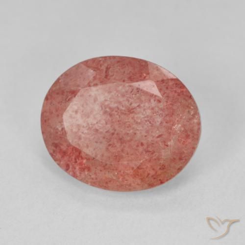 3.84 ct Red Strawberry Quartz Stone, Natural Strawberry Quartz in Oval Facet Shape for Sale