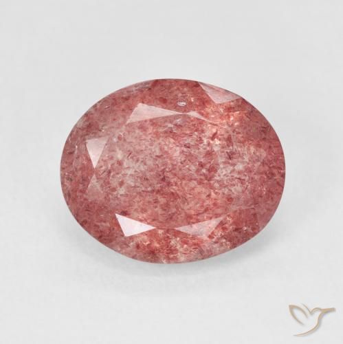 4.04ct Natural Reddish Pink Tone Strawberry Quartz, Oval, Translucent