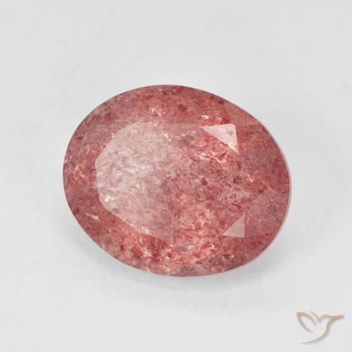 4.04 ct Pink Strawberry Quartz Stone, Natural Strawberry Quartz in Oval Facet Shape for Sale