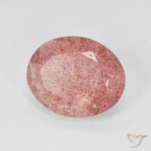 3.88 ct Pink Strawberry Quartz Stone, Natural Strawberry Quartz in Oval Facet Shape for Sale