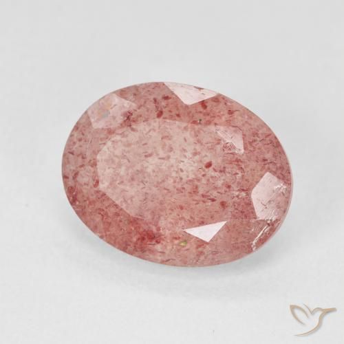4.48 ct Pink Strawberry Quartz Stone, Natural Strawberry Quartz in Oval Facet Shape for Sale