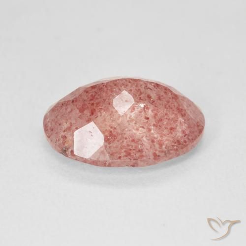 Strawberry Quartz Gemstone in 13 x 10.1 mm Size for Sale, Strawberry Quartz Stone in Medium Pink Color
