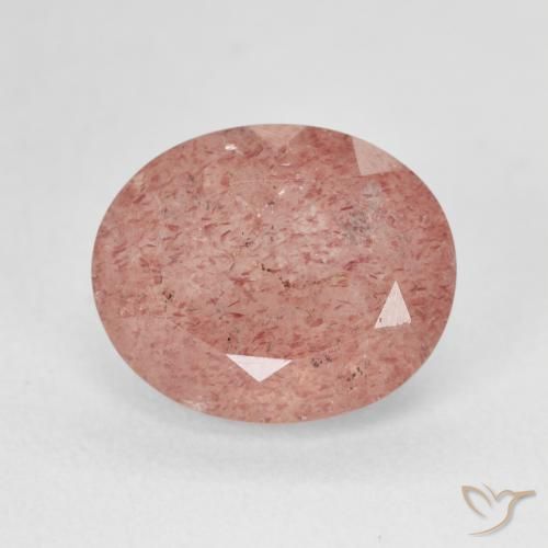 4.86ct Natural Peach Rose Pink Strawberry Quartz, Oval, Translucent