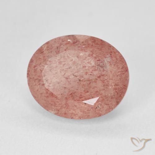 4.86 ct Pink Strawberry Quartz Stone, Natural Strawberry Quartz in Oval Facet Shape for Sale