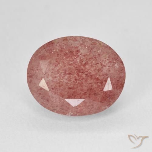 5.01ct Natural Peach Rose Pink Strawberry Quartz, Oval, Translucent