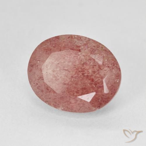 5.01 ct Pink Strawberry Quartz Stone, Natural Strawberry Quartz in Oval Facet Shape for Sale