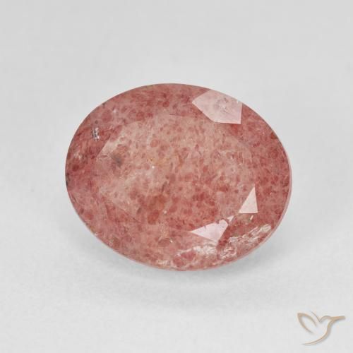 4.55 ct Pink Strawberry Quartz Stone, Natural Strawberry Quartz in Oval Facet Shape for Sale