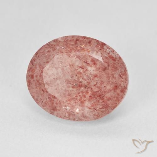 4.52 ct Pink Strawberry Quartz Stone, Natural Strawberry Quartz in Oval Facet Shape for Sale