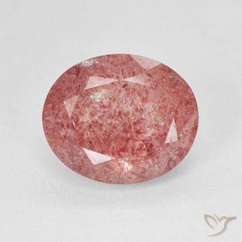 4.79ct Natural Reddish Pink Tone Strawberry Quartz, Oval, Translucent